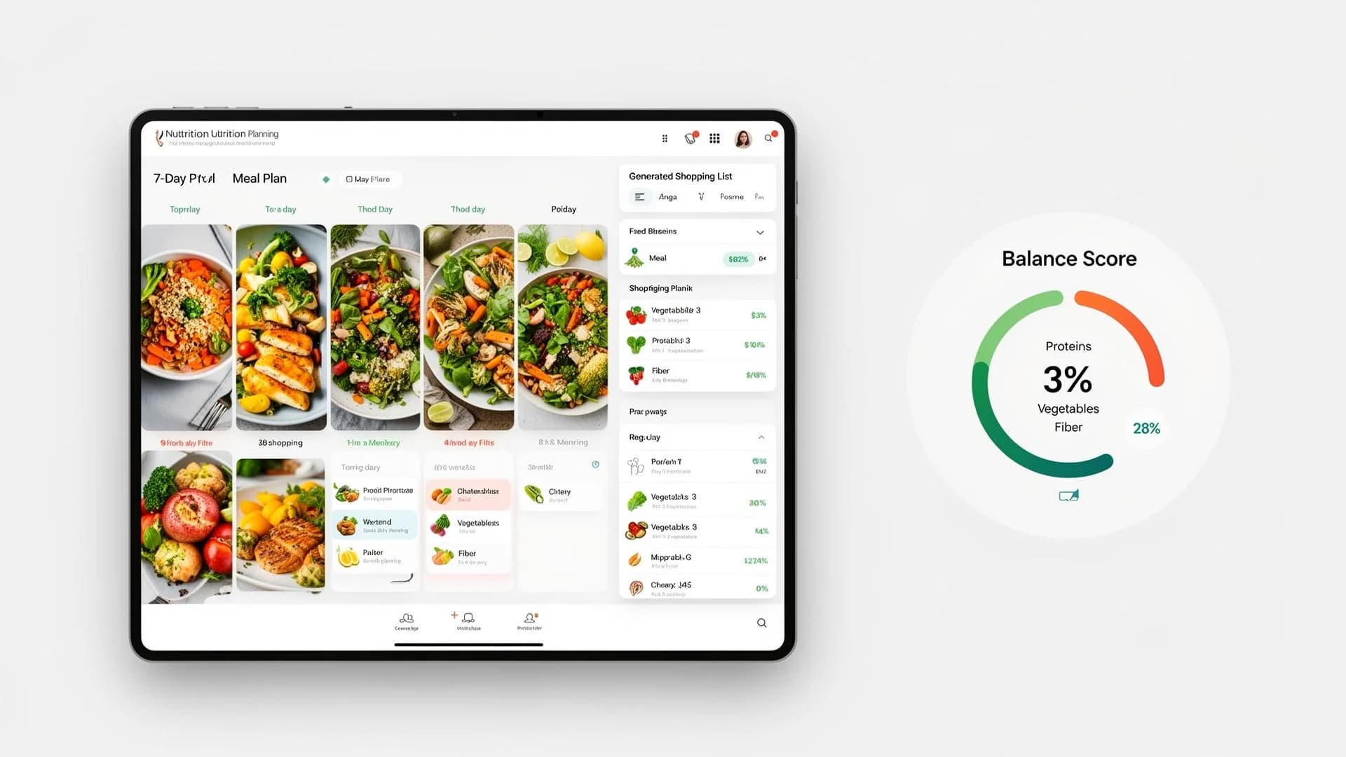 Interface MonCoachGourmand - Plan repas 7 jours
